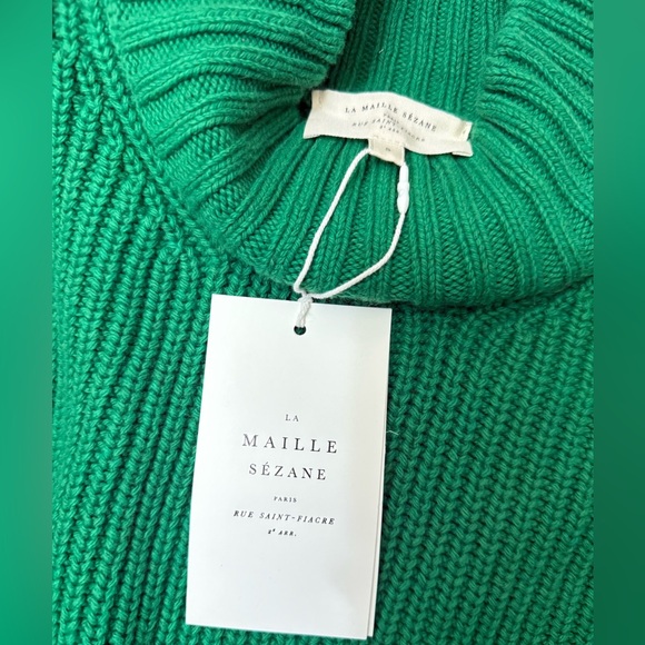 Sezane Vibrant Green Organic Cotton Emilia Jumper Sweater - Picture 5 of 5